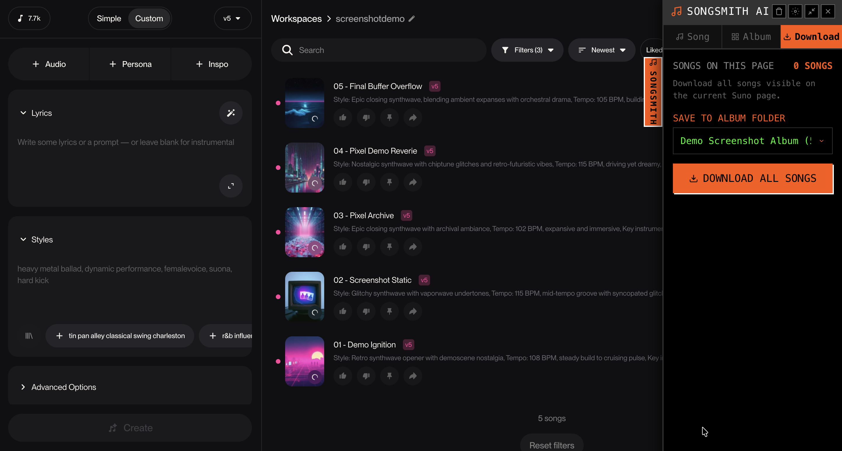 SongSmith batch download feature